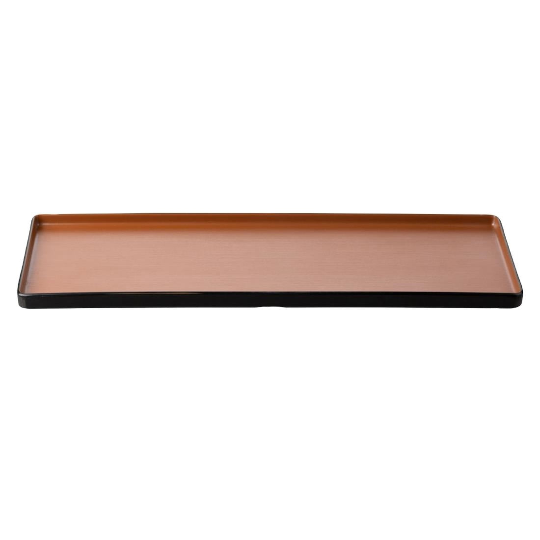 Coucou Dual Colour Rect. Plate 500x180mm - Brown & Black (9 Pack) (Colour: Brown & Black | Pack of 9 | 500x180mm / 19.6x7" | Melamine material) • PAS-DU551