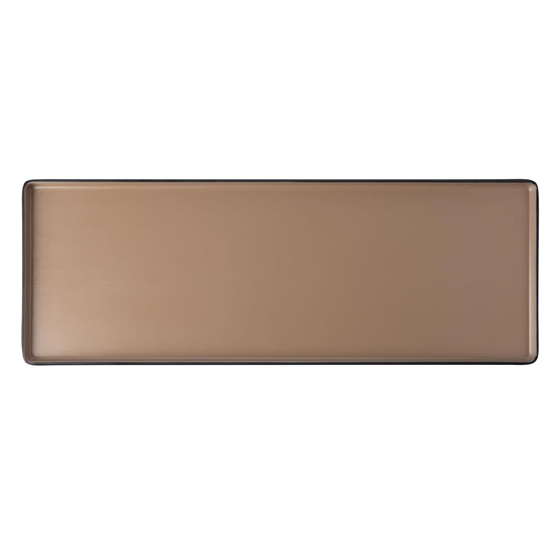 Coucou Dual Colour Rect. Plate 500x180mm - Beige & Black (9 Pack) (Colour: Beige & Black | Pack of 9 | 500x180mm / 19.6x7" | Melamine material) • PAS-DU552