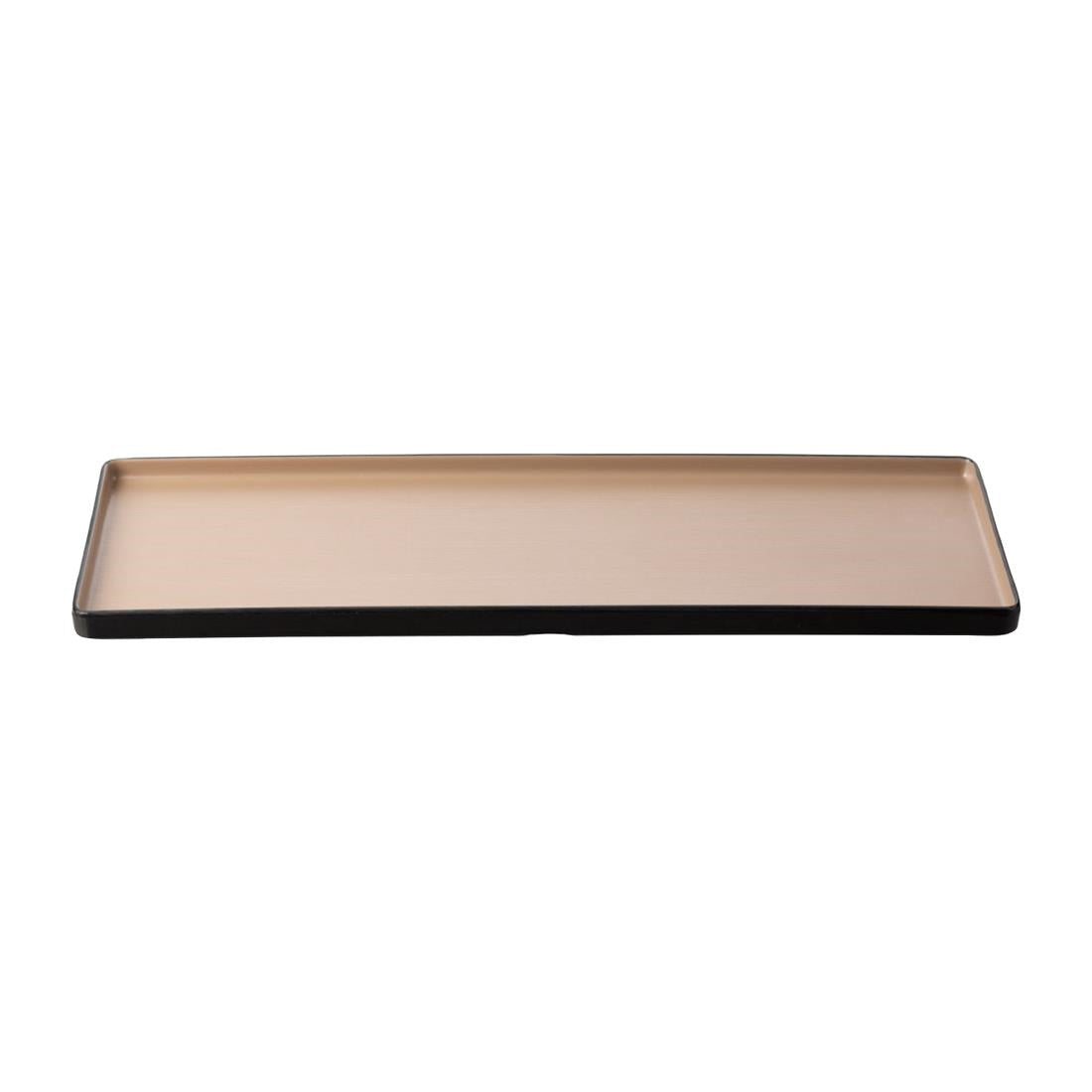 Coucou Dual Colour Rect. Plate 500x180mm - Beige & Black (9 Pack) (Colour: Beige & Black | Pack of 9 | 500x180mm / 19.6x7" | Melamine material) • PAS-DU552
