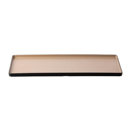 Coucou Dual Colour Rect. Plate 500x180mm - Beige & Black (9 Pack) (Colour: Beige & Black | Pack of 9 | 500x180mm / 19.6x7" | Melamine material) • PAS-DU552
