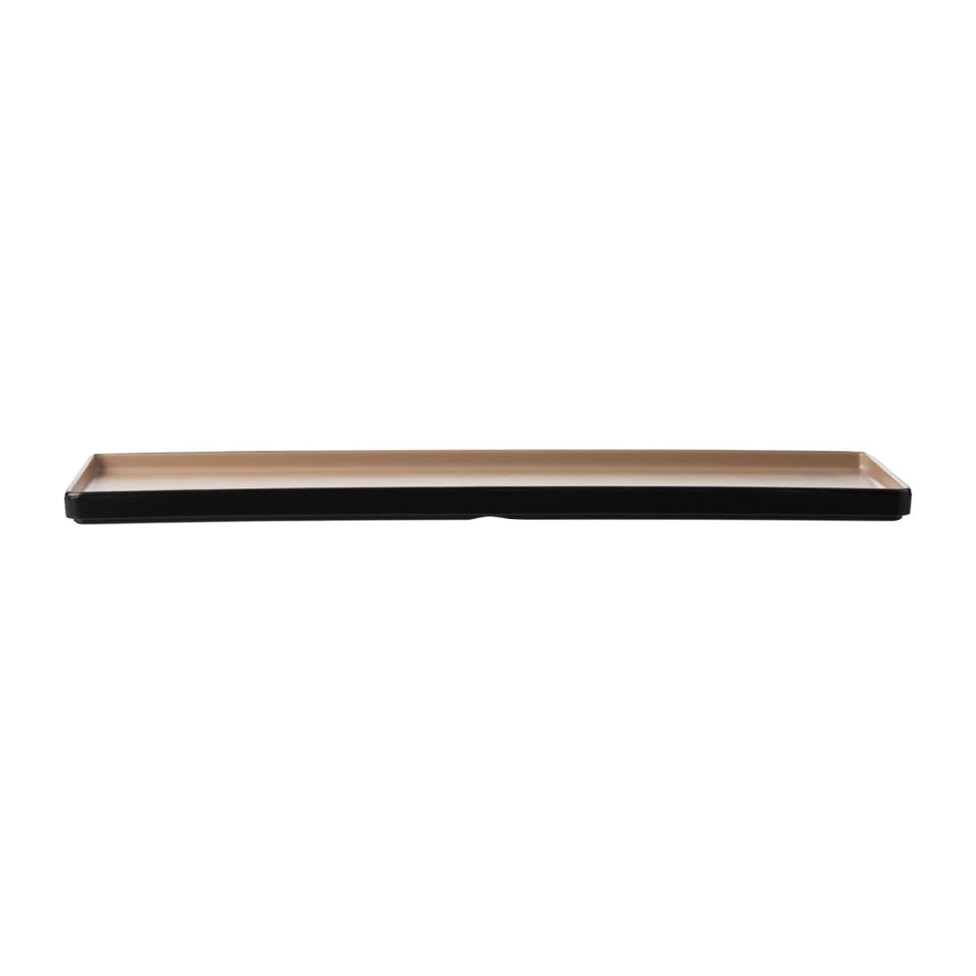 Coucou Dual Colour Rect. Plate 500x180mm - Beige & Black (9 Pack) (Colour: Beige & Black | Pack of 9 | 500x180mm / 19.6x7" | Melamine material) • PAS-DU552