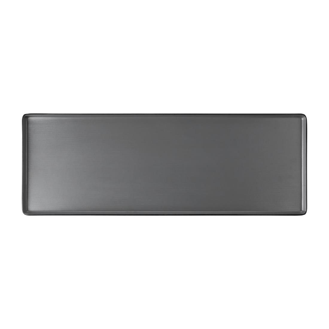 Coucou Dual Colour Rect. Plate 500x180mm - Grey & Black (9 Pack) (Colour: Grey & Black | Pack of 9 | 500x180mm / 19.6x7" | Melamine material) • PAS-DU553