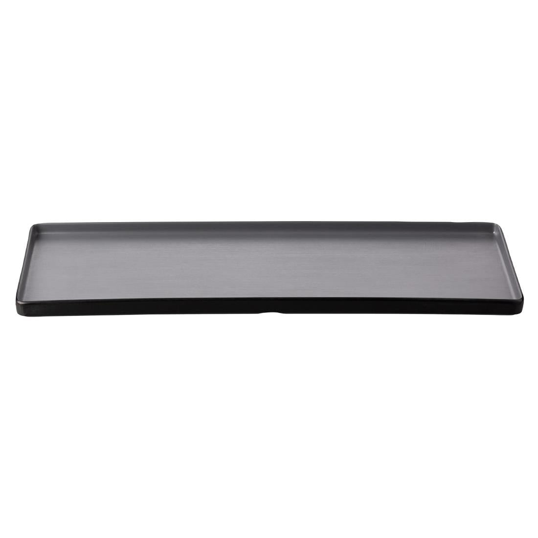 Coucou Dual Colour Rect. Plate 500x180mm - Grey & Black (9 Pack) (Colour: Grey & Black | Pack of 9 | 500x180mm / 19.6x7" | Melamine material) • PAS-DU553