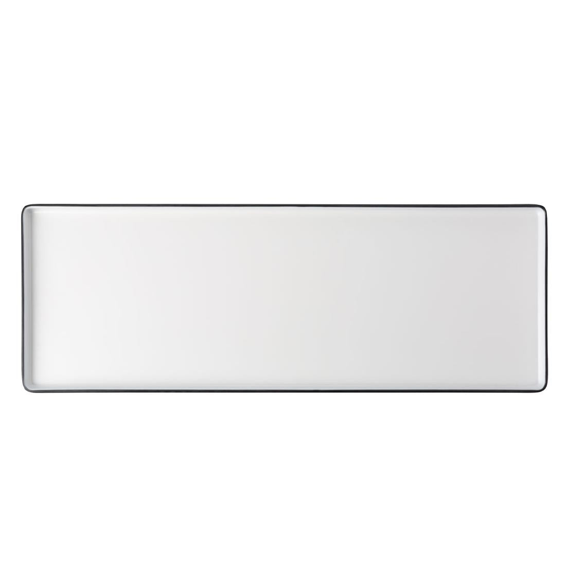 Coucou Dual Colour Rect. Plate 500x180mm - White & Black (9 Pack) (Colour: White & Black | Pack of 9 | 500x180mm / 19.6x7" | Melamine material) • PAS-DU554