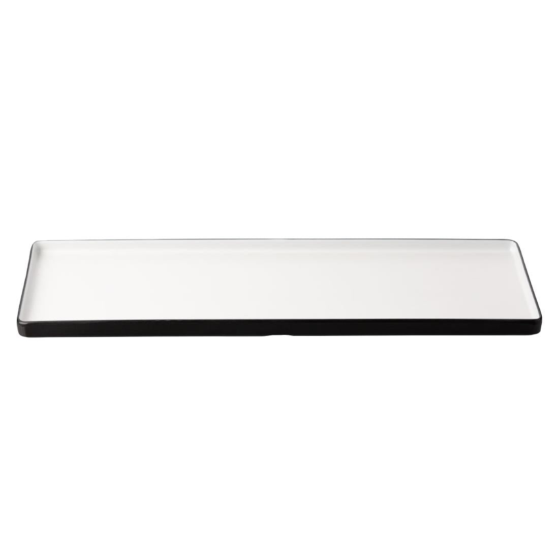 Coucou Dual Colour Rect. Plate 500x180mm - White & Black (9 Pack) (Colour: White & Black | Pack of 9 | 500x180mm / 19.6x7" | Melamine material) • PAS-DU554