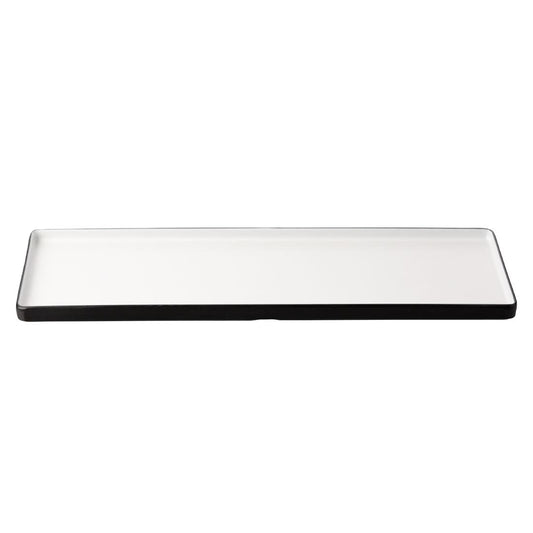 Coucou Dual Colour Rect. Plate 500x180mm - White & Black (9 Pack) (Colour: White & Black | Pack of 9 | 500x180mm / 19.6x7" | Melamine material) • PAS-DU554