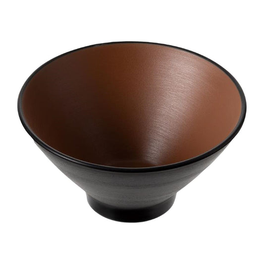 Coucou Dual Colour V-Shape Round Bowl 150mm - Brown & Black (12 Pack) (Colour: Brown & Black | Pack of 12 | 150mm / 5.9" | Melamine material) • PAS-DU556