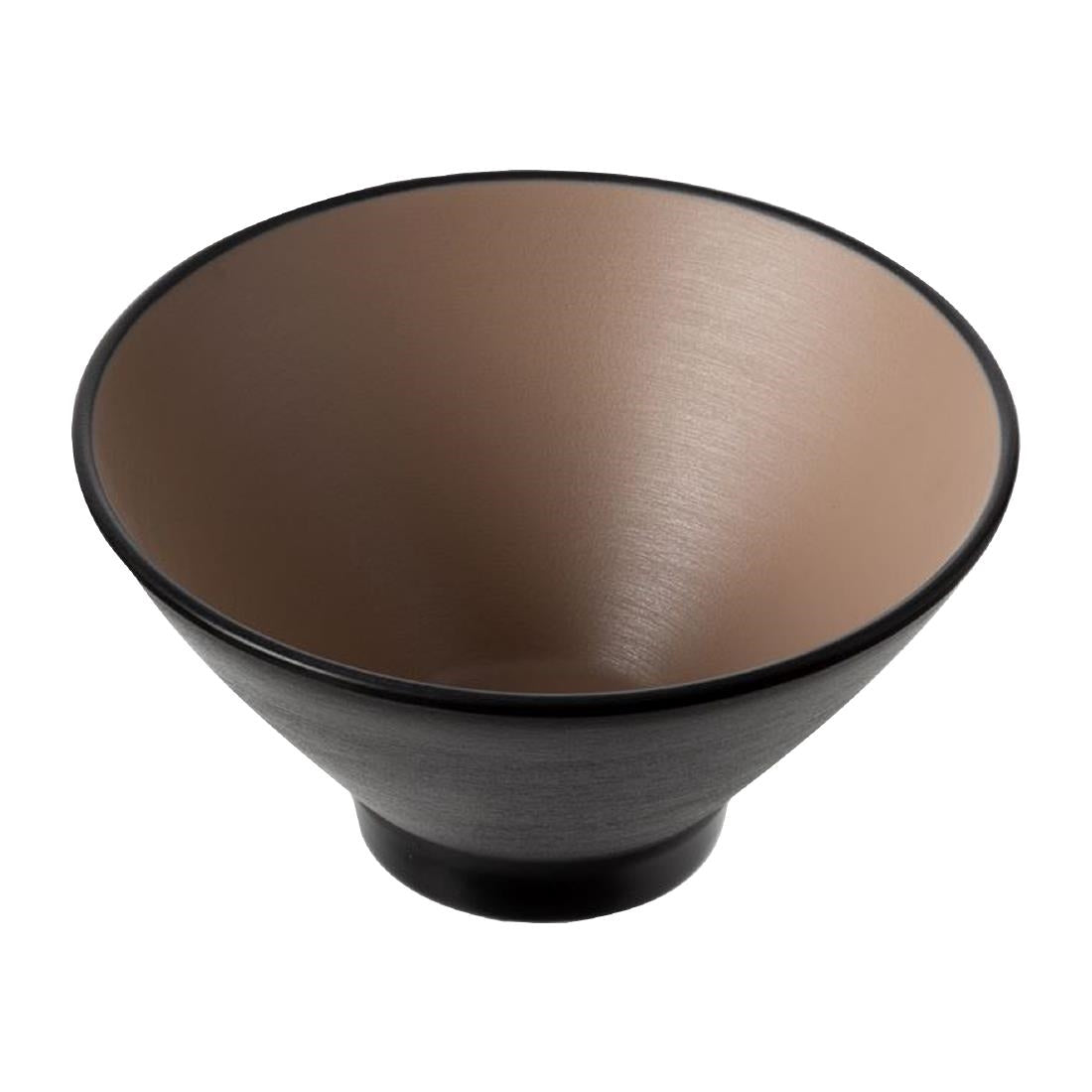 Coucou Dual Colour V-Shape Round Bowl 150mm - Beige & Black (12 Pack) (Colour: Beige & Black | Pack of 12 | 150mm / 5.9" | Melamine material) • PAS-DU557