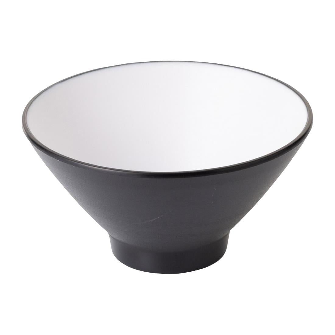 Coucou Dual Colour V-Shape Round Bowl 150mm - White & Black (12 Pack) (Colour: White & Black | Pack of 12 | 150mm / 5.9" | Melamine material) • PAS-DU559