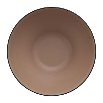 Coucou Dual Colour Round Bowl 110mm - Beige & Black (24 Pack) (Colour: Beige & Black | Pack of 24 | 110mm / 4.3" | Melamine material) • PAS-DU562