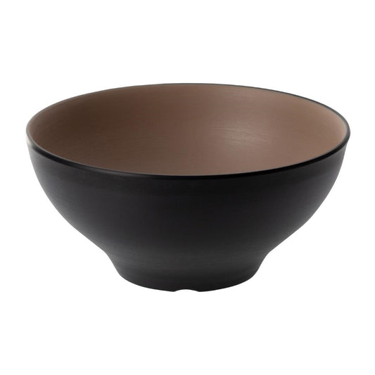 Coucou Dual Colour Round Bowl 110mm - Beige & Black (24 Pack) (Colour: Beige & Black | Pack of 24 | 110mm / 4.3" | Melamine material) • PAS-DU562
