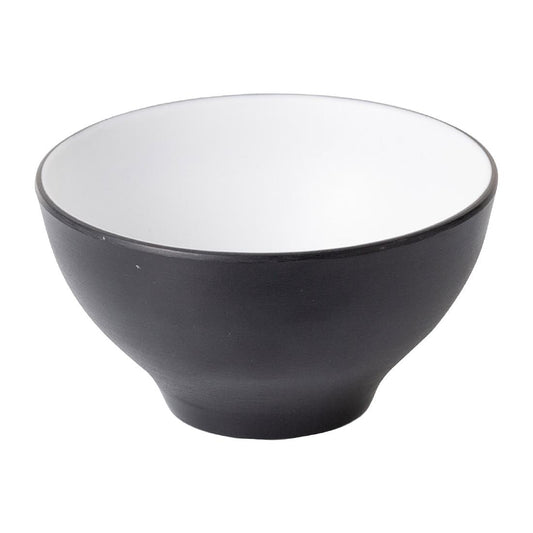 Coucou Dual Colour Round Bowl 110mm - White & Black (24 Pack) (Colour: White & Black | Pack of 24 | 110mm / 4.3" | Melamine material) • PAS-DU564
