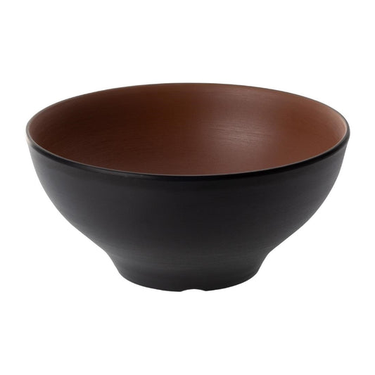 Coucou Dual Colour Round Bowl 210mm - Brown & Black (12 Pack) (Colour: Brown & Black | Pack of 12 | 210mm / 8.2" | Melamine material) • PAS-DU566