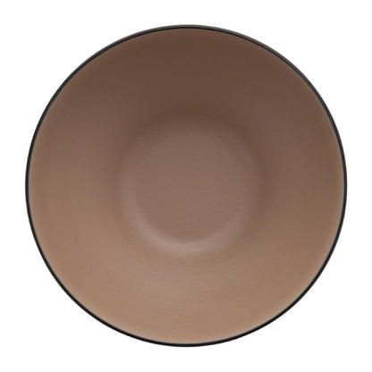 Coucou Dual Colour Round Bowl 210mm - Beige & Black (12 Pack) (Colour: Beige & Black | Pack of 12 | 210mm / 8.2" | Melamine material) • PAS-DU567