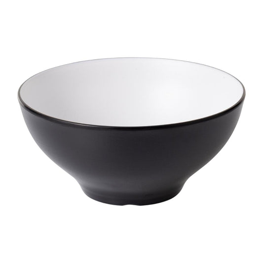 Coucou Dual Colour Round Bowl 210mm - White & Black (12 Pack) (Colour: White & Black | Pack of 12 | 210mm / 8.2" | Melamine material) • PAS-DU569