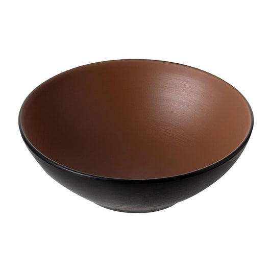 Coucou Dual Colour Round Bowl 187mm - Brown & Black (12 Pack) (Colour: Brown & Black | Pack of 12 | 187mm / 7.3" | Melamine material) • PAS-DU571