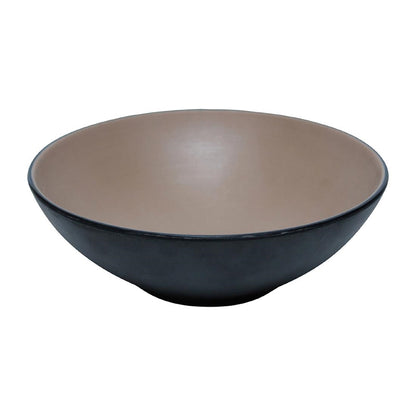 Coucou Dual Colour Round Bowl 187mm - Beige & Black (12 Pack) (Colour: Beige & Black | Pack of 12 | 187mm / 7.3" | Melamine material) • PAS-DU572