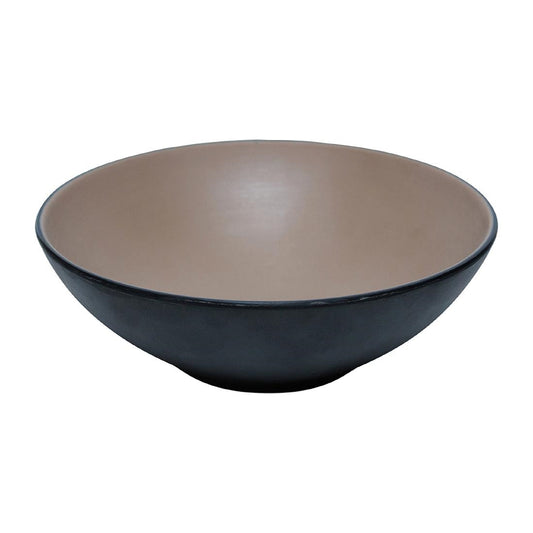 Coucou Dual Colour Round Bowl 187mm - Beige & Black (12 Pack) (Colour: Beige & Black | Pack of 12 | 187mm / 7.3" | Melamine material) • PAS-DU572