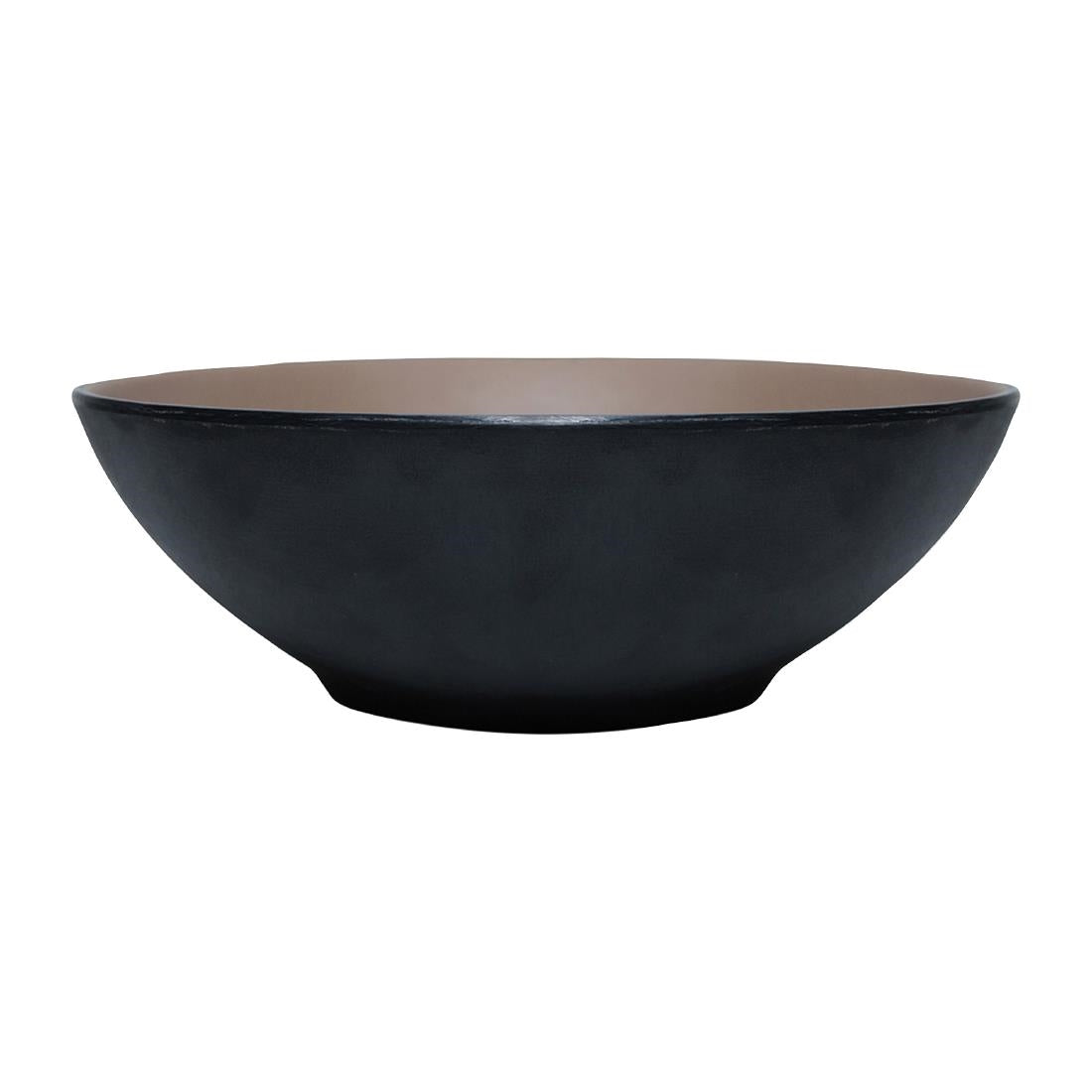 Coucou Dual Colour Round Bowl 187mm - Beige & Black (12 Pack) (Colour: Beige & Black | Pack of 12 | 187mm / 7.3" | Melamine material) • PAS-DU572