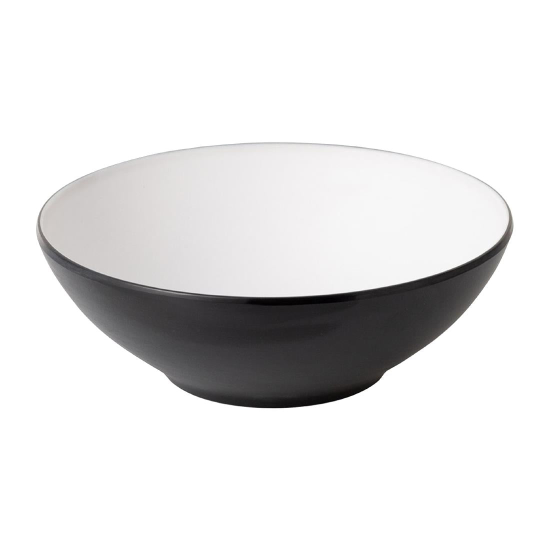 Coucou Dual Colour Round Bowl 187mm - White & Black (12 Pack) (Colour: White & Black | Pack of 12 | 187mm / 7.3" | Melamine material) • PAS-DU574