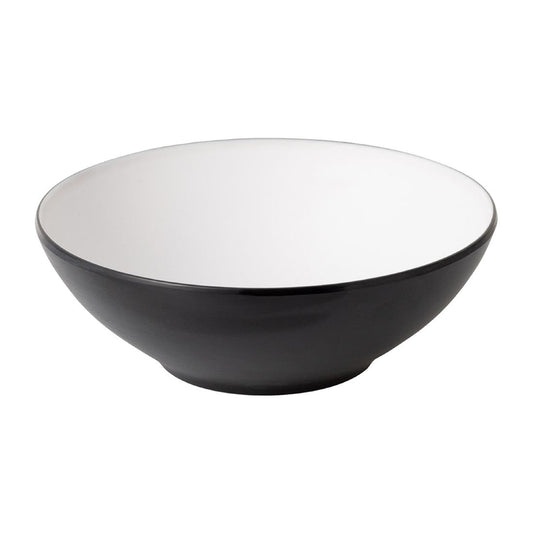 Coucou Dual Colour Round Bowl 187mm - White & Black (12 Pack) (Colour: White & Black | Pack of 12 | 187mm / 7.3" | Melamine material) • PAS-DU574
