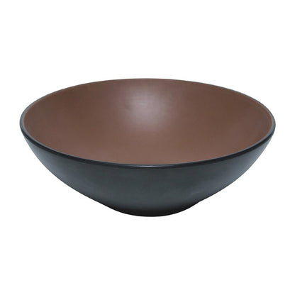 Coucou Dual Colour Round Bowl 210mm - Brown & Black (9 Pack) (Colour: Brown & Black | Pack of 9 | 210mm / 8.2" | Melamine material) • PAS-DU576