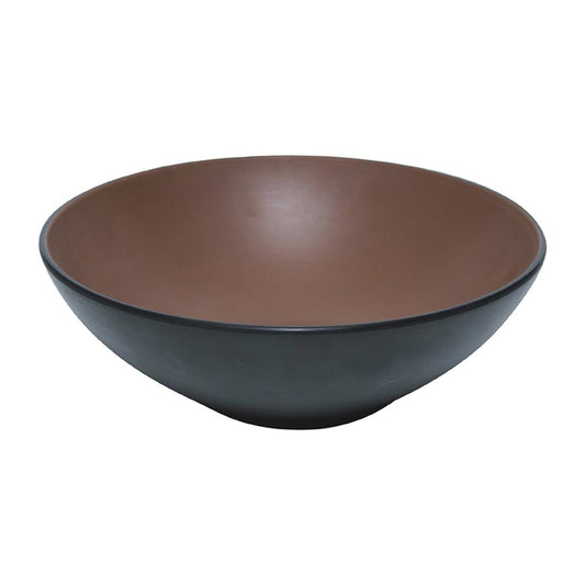 Coucou Dual Colour Round Bowl 210mm - Brown & Black (9 Pack) (Colour: Brown & Black | Pack of 9 | 210mm / 8.2" | Melamine material) • PAS-DU576