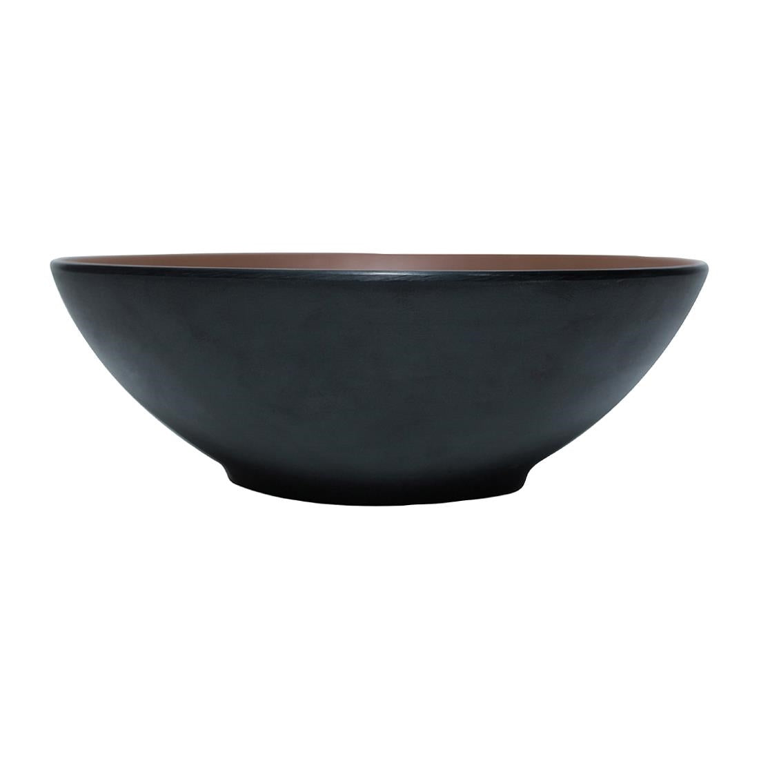 Coucou Dual Colour Round Bowl 210mm - Brown & Black (9 Pack) (Colour: Brown & Black | Pack of 9 | 210mm / 8.2" | Melamine material) • PAS-DU576