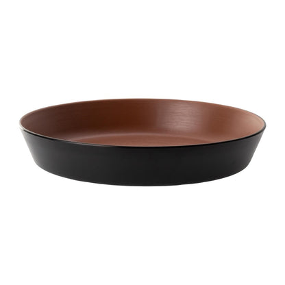 Coucou Dual Colour Flat Round Bowl 290mm - Brown & Black (12 Pack) (Colour: Brown & Black | Pack of 12 | 290mm / 11.4" | Melamine material) • PAS-DU581
