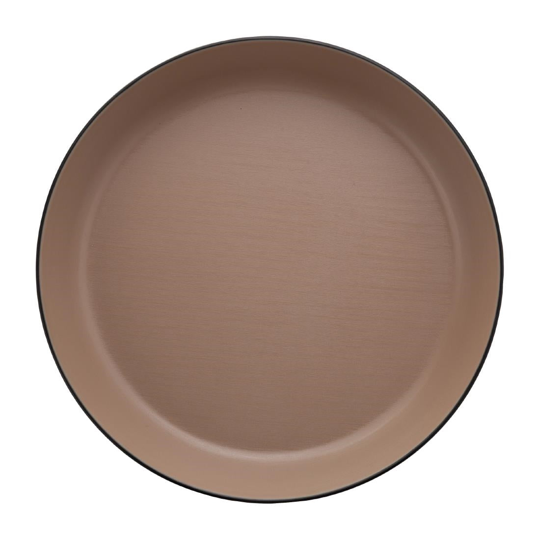 Coucou Dual Colour Flat Round Bowl 290mm - Beige & Black (12 Pack) (Colour: Beige & Black | Pack of 12 | 290mm / 11.4" | Melamine material) • PAS-DU582
