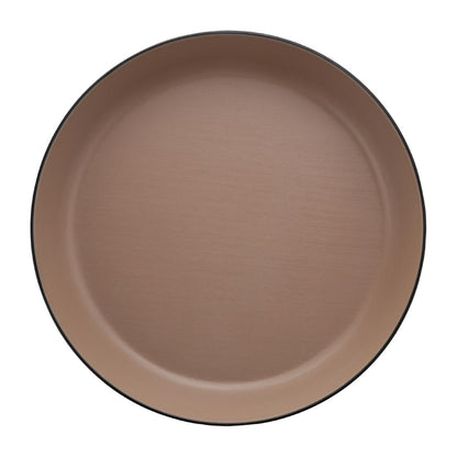 Coucou Dual Colour Flat Round Bowl 290mm - Beige & Black (12 Pack) (Colour: Beige & Black | Pack of 12 | 290mm / 11.4" | Melamine material) • PAS-DU582