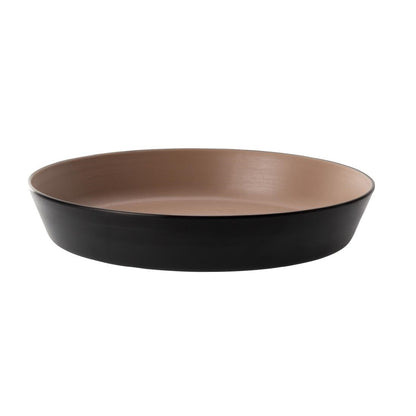 Coucou Dual Colour Flat Round Bowl 290mm - Beige & Black (12 Pack) (Colour: Beige & Black | Pack of 12 | 290mm / 11.4" | Melamine material) • PAS-DU582