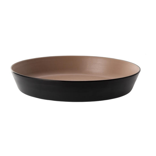 Coucou Dual Colour Flat Round Bowl 290mm - Beige & Black (12 Pack) (Colour: Beige & Black | Pack of 12 | 290mm / 11.4" | Melamine material) • PAS-DU582