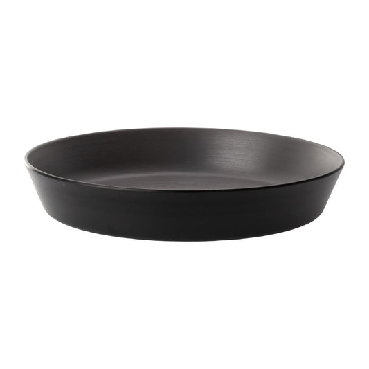 Coucou Dual Colour Flat Round Bowl 290mm - Grey & Black (12 Pack) (Colour: Grey & Black | Pack of 12 | 290mm / 11.4" | Melamine material) • PAS-DU583
