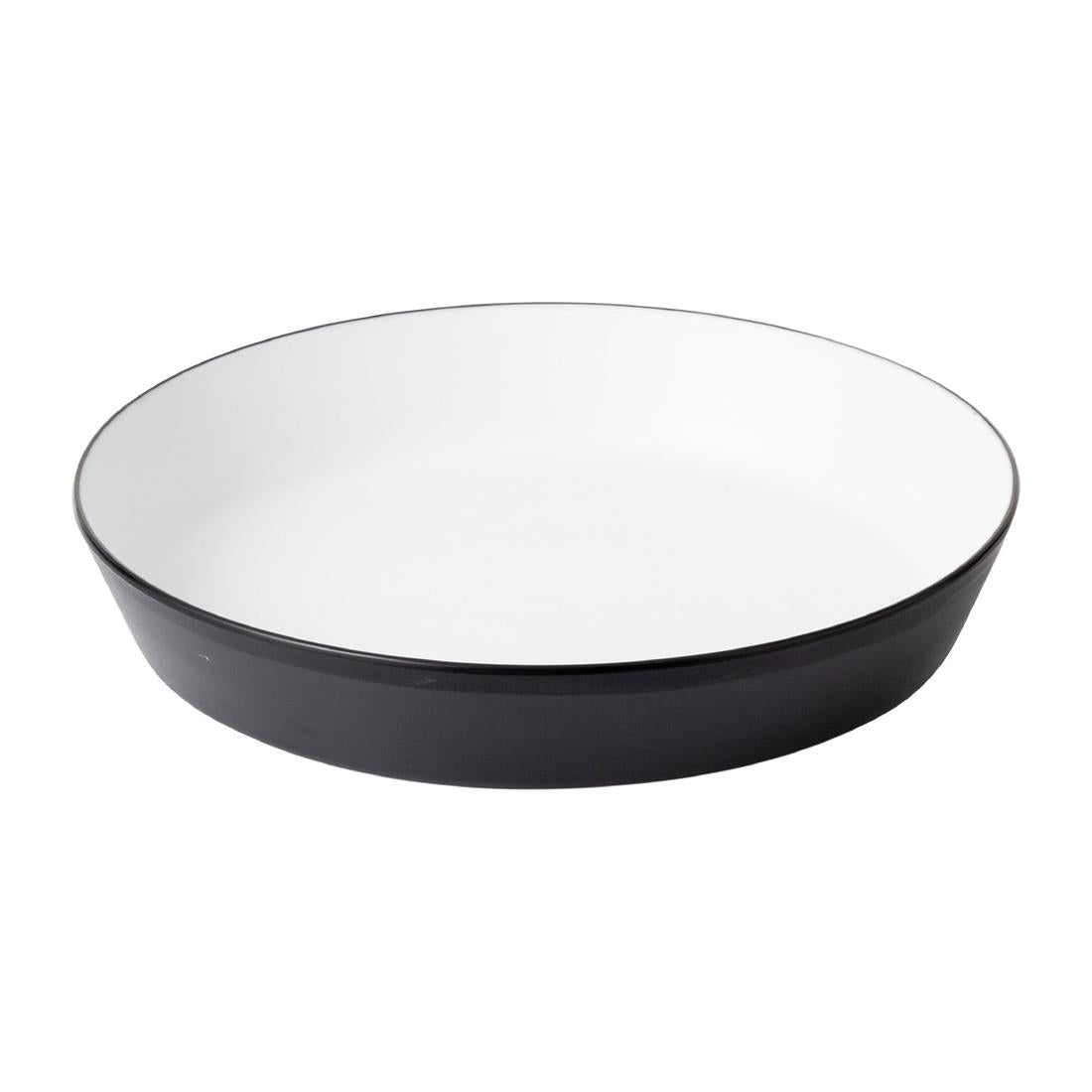 Coucou Dual Colour Flat Round Bowl 290mm - White & Black (12 Pack) (Colour: White & Black | Pack of 12 | 290mm / 11.4" | Melamine material) • PAS-DU584