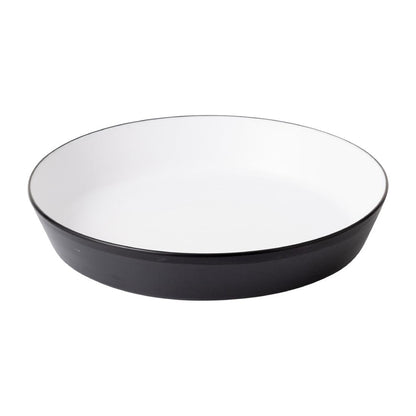 Coucou Dual Colour Flat Round Bowl 290mm - White & Black (12 Pack) (Colour: White & Black | Pack of 12 | 290mm / 11.4" | Melamine material) • PAS-DU584