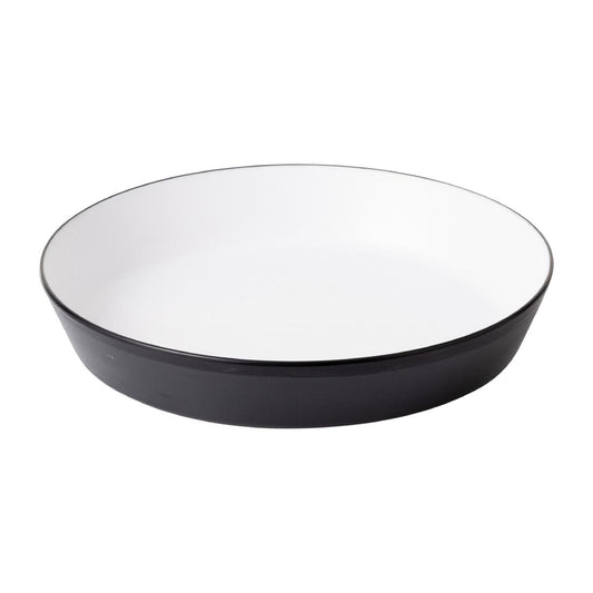 Coucou Dual Colour Flat Round Bowl 290mm - White & Black (12 Pack) (Colour: White & Black | Pack of 12 | 290mm / 11.4" | Melamine material) • PAS-DU584