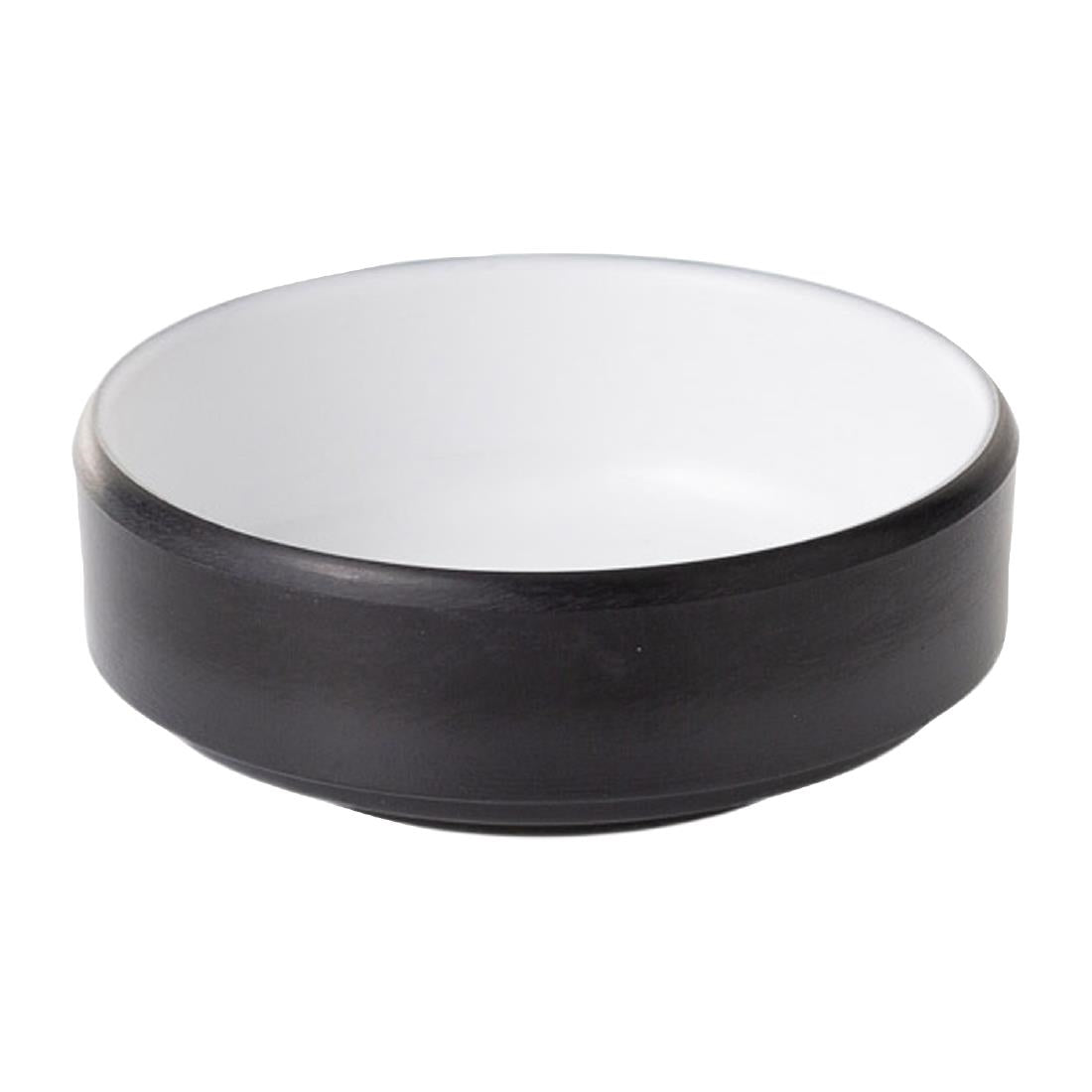 Coucou Dual Colour Round Sauce Dish 76mm - White & Black (40 Pack) (Colour: White & Black | Pack of 40 | 76mm / 2.9" | Melamine material) • PAS-DU589
