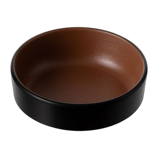 Coucou Dual Colour Round Sauce Dish 100mm - Brown & Black (20 Pack) (Colour: Brown & Black | Pack of 20 | 100mm / 3.9" | Melamine material) • PAS-DU591