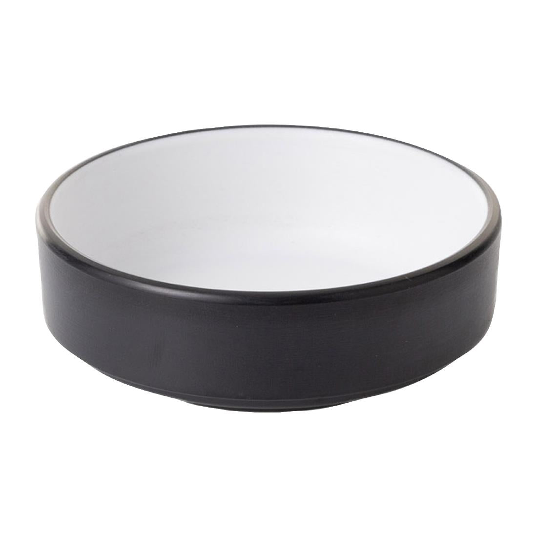 Coucou Dual Colour Round Sauce Dish 100mm - White & Black (20 Pack) (Colour: White & Black | Pack of 20 | 100mm / 3.9" | Melamine material) • PAS-DU594