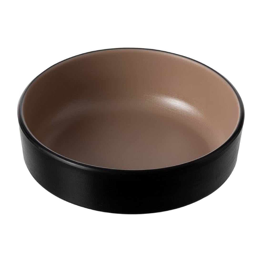 Coucou Dual Colour Round Sauce Dish 155mm - Beige & Black (12 Pack) (Colour: Beige & Black | Pack of 12 | 155mm / 6.1" | Melamine material) • PAS-DU597