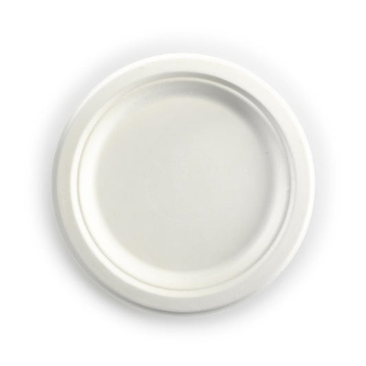 BioPak Round Biocane Plates - 23cm (500 Pack) (White Colourway | 230mm / 9" | Pack of 500) • PAS-DU644