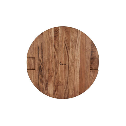 Chef Inox Serve Round Butchers Block Acacia With Inlay & Handle - 530mm • PAS-DU734