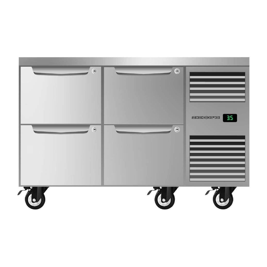 SKOPE Four Drawer, Two Bay, Underbench GN 1/1 RH Fridge - PG11.UBR.2.D4.RH • PAS-DU769