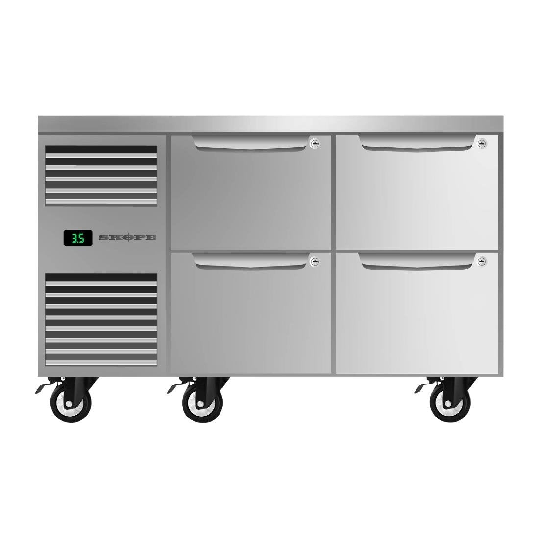 SKOPE Four Drawer, Two Bay, Underbench GN 1/1 Fridge - PG11.UBR.2.D4 • PAS-DU770