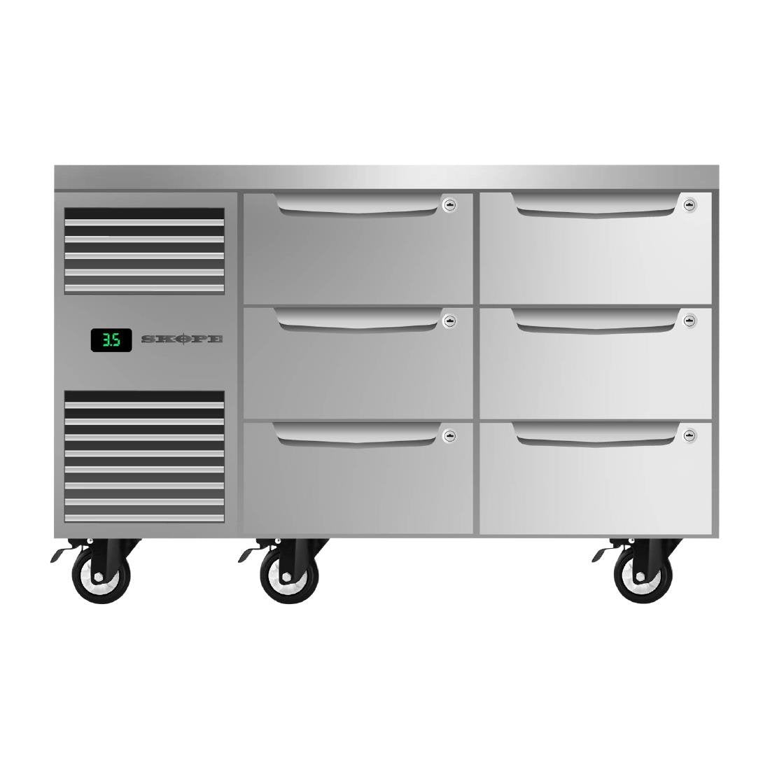 SKOPE Six Drawer, Two Bay, Underbench GN 1/1 Fridge - PG11.UBR.2.D6 • PAS-DU772