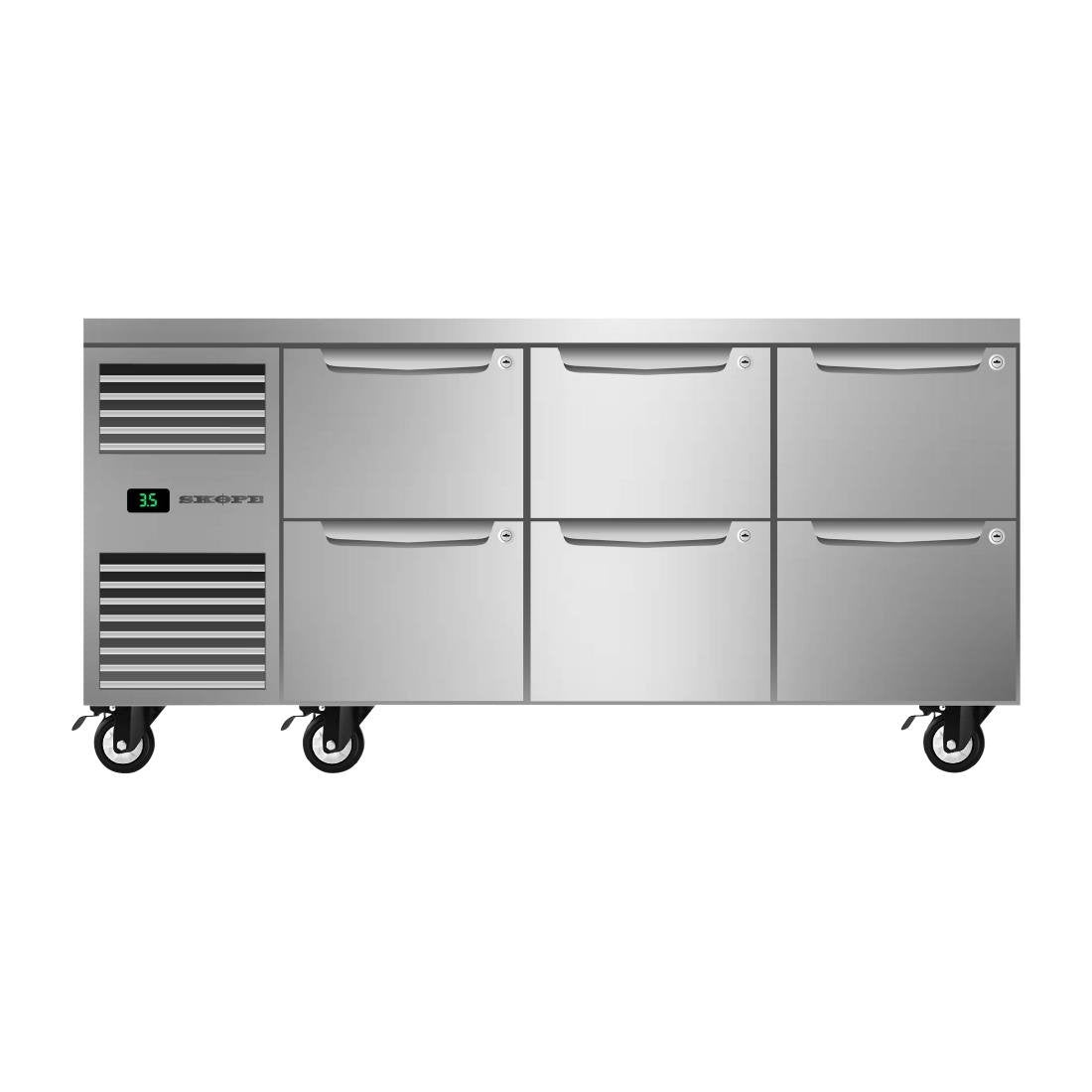 SKOPE Six Drawer, Three Bay, Underbench GN 1/1 Fridge - PG11.UBR.3.D6 • PAS-DU779