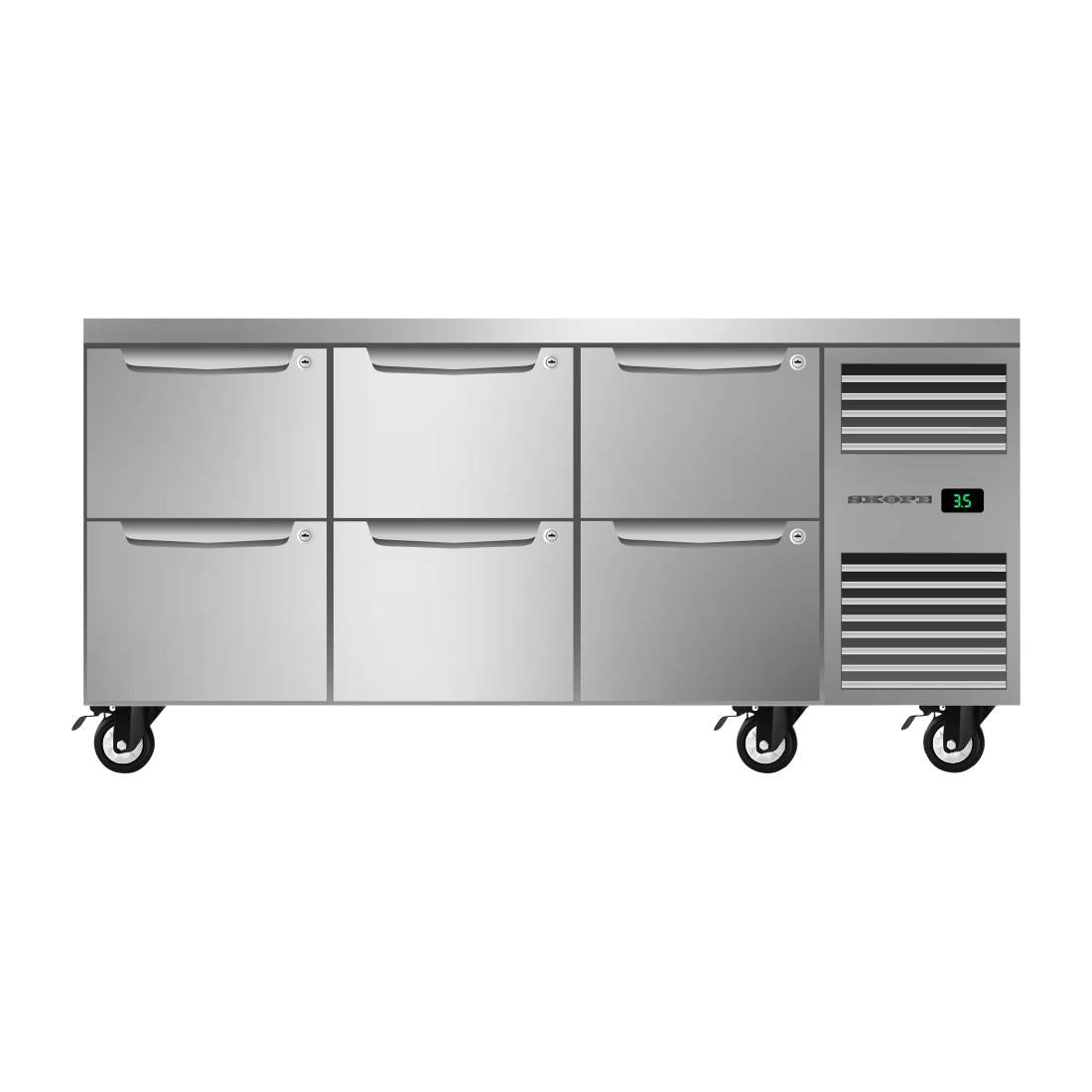 SKOPE ProSpec Six Drawer Underbench GN 1/1 Right Hand Fridge • PAS-DU780