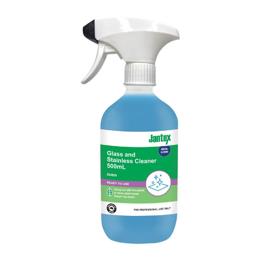Jantex Green Glass & Stainless Cleaner RTU 500ml (Pack Quantity: 1 x 500ml | Ready to Use) • PAS-DU826