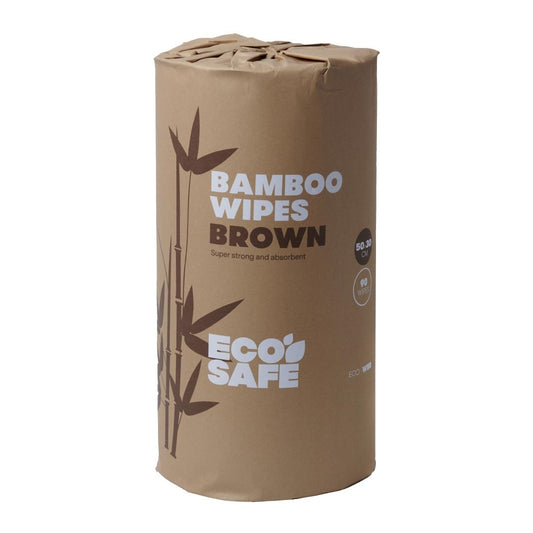 EcoSafe Bamboo Wipes 500mm x 300mm - 45m/90 Wipes/Roll - Brown (500mm x 300mm / 19.6x11.8" | 45m/90 Wipes/Roll | Brown) • PAS-DU864